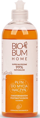 Biobum Home Dishwashing liquid with bioferment and glycerin, Red Orange