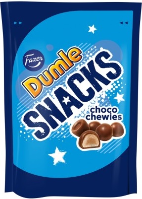 Dumle Snacks choco chewies balls with a toffee flavor in milk chocolate