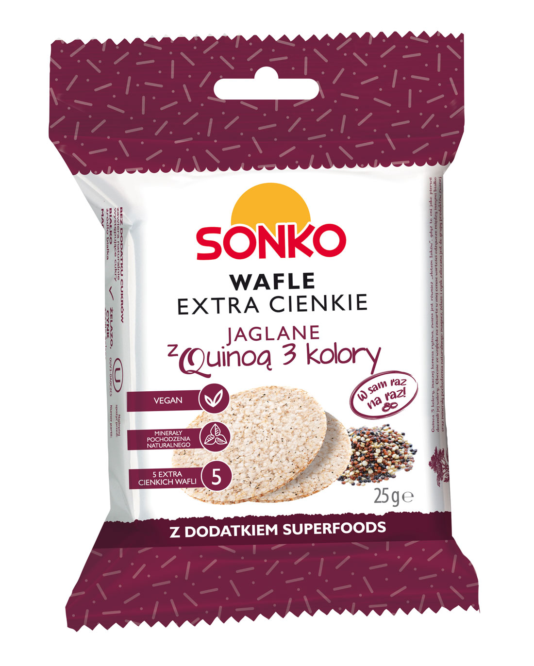 Sonko Wafle extra cienkie Jaglane z Quinoą 3 kolory