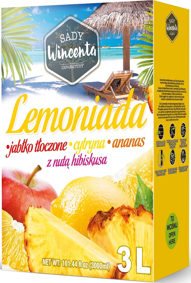 Sady Wincenta Lemoniada Jabłko Cytryna Ananas z Nutą Hibiskusa