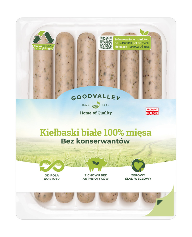 Goodvalley kiełbaski białe parzone 100% mięsa, bez konserwantów