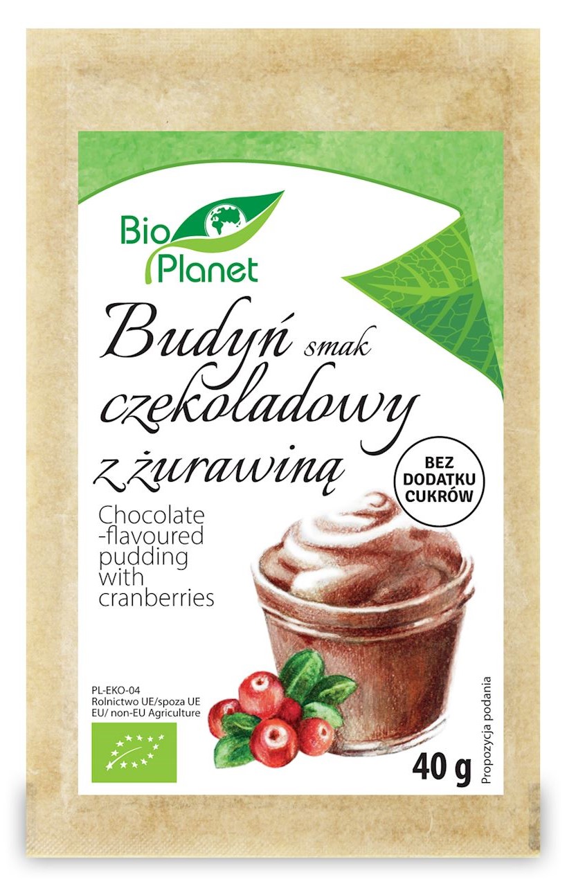Bio Planet Budyń smak czekoladowy z żurawiną BIO