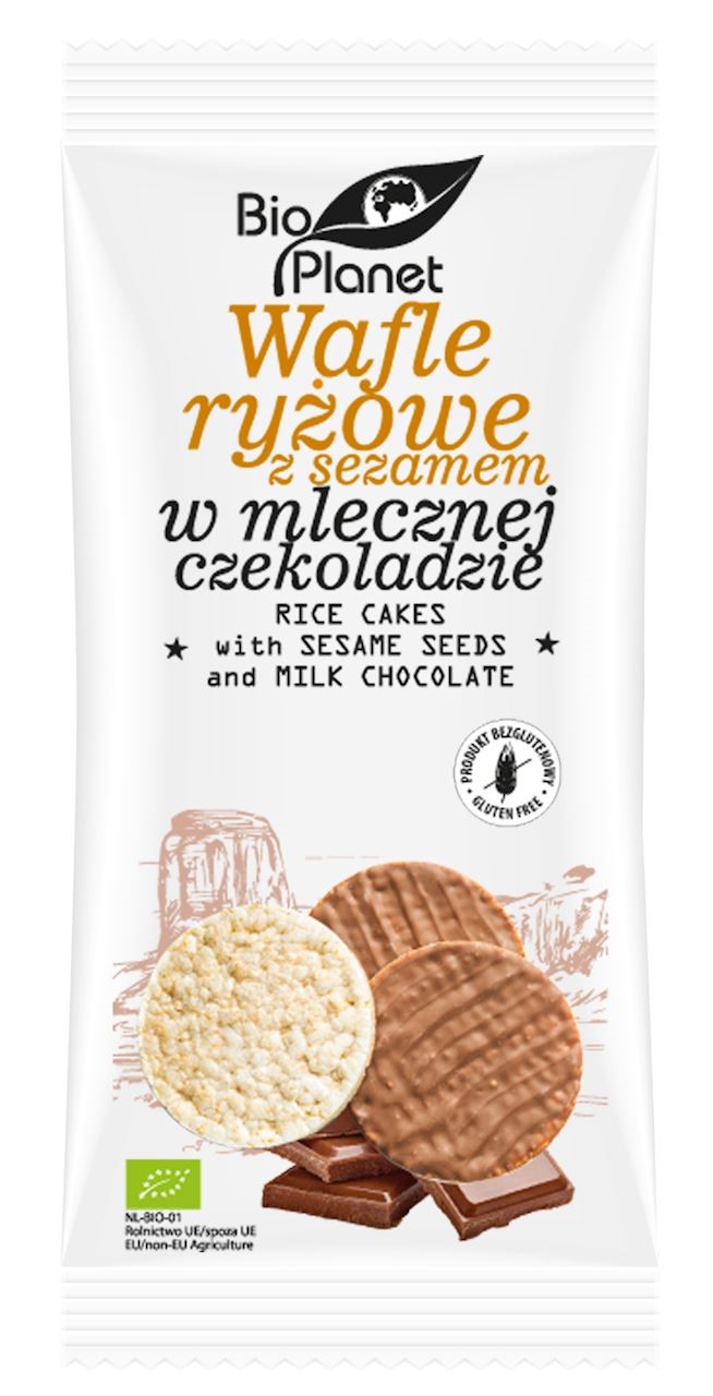 Bio Planet Rice cakes with sesame in BIO milk chocolate