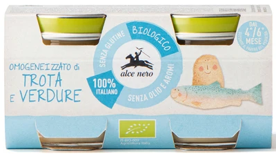 Crema Alce Nero con trucha y verduras, sin gluten BIO