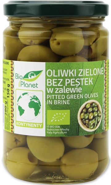 Bio Planet green olives, seedless in BIO brine