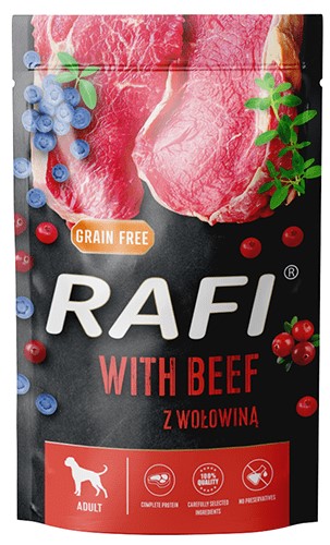 Rafi Alimento completo con carne de vacuno para perros adultos de todas las razas