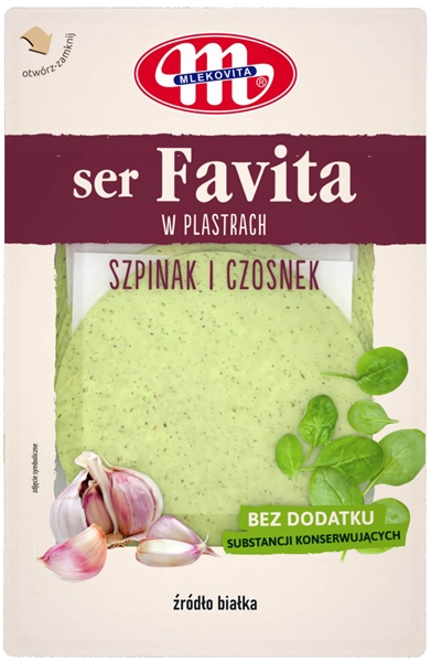 Mlekovita Favita Sandwichkäse mit Spinat und Knoblauch