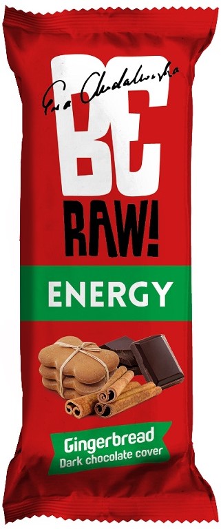 Be Raw! Energy bar with gingerbread flavor covered with dark chocolate