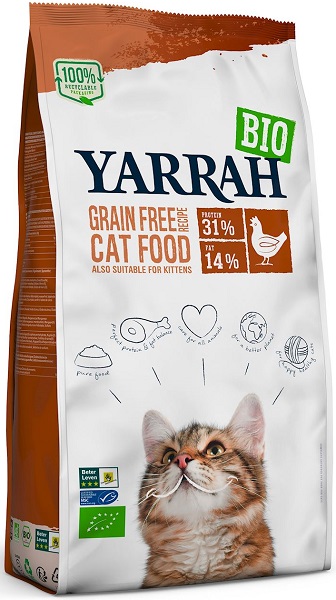 Yarrah Comida para gatos con pollo y guisantes BIO