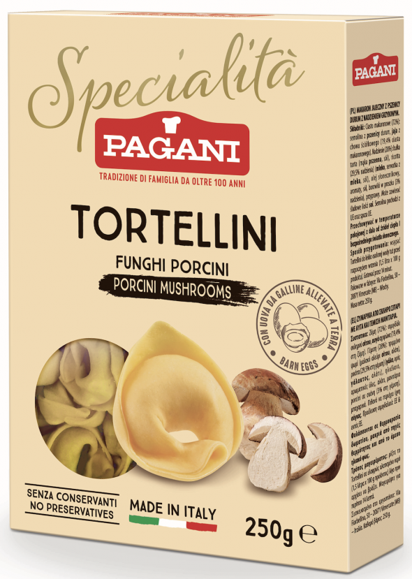 Pagani Tortellini Egg pasta made from durum wheat with mushroom filling