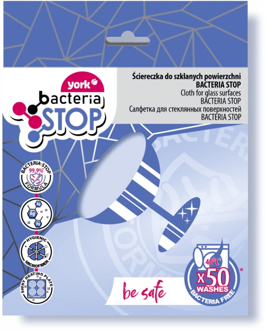 Paño York para superficies de vidrio, parada de bacterias