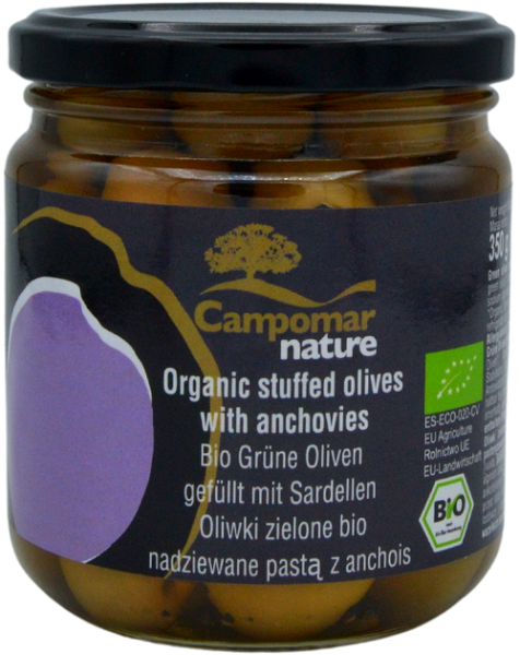 Campomar Nature BIO grüne Oliven gefüllt mit Sardellenpaste