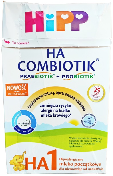 Embalaje exterior dañado HIPP HA1 COMBIOTIK Fórmula infantil, desde el nacimiento