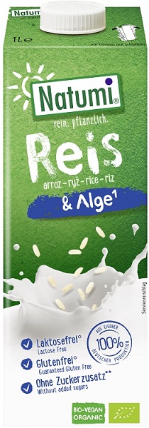 Natumi Rice drink with sea algae without added sugar. Gluten-free BIO