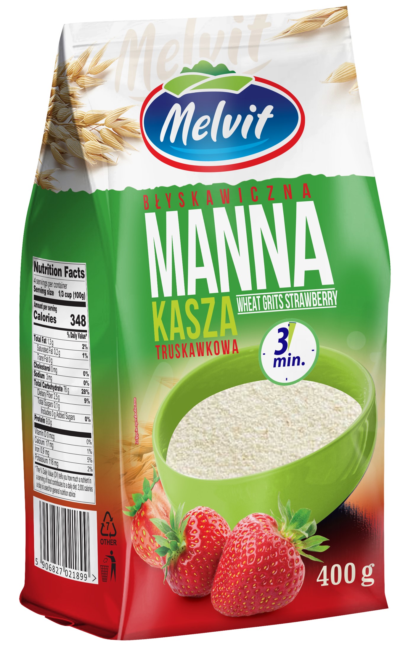 Melvit Kasza manna błyskawiczna  truskawkowa