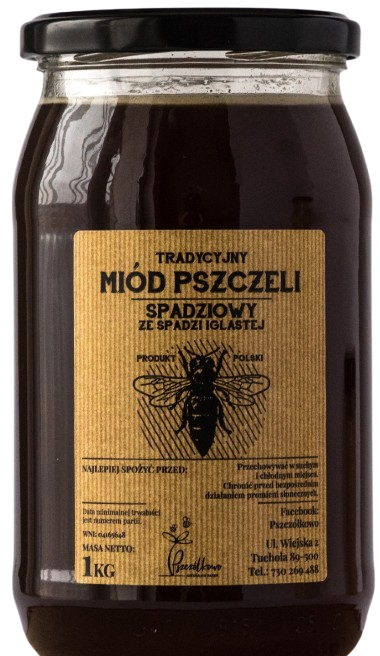 Pszczółkowo Tradycyjny Miód Pszczeli Spadziowy ze Spadzi Iglastej