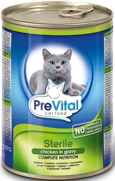 PreVital Comida húmeda para gatos esterilizados con pollo en salsa