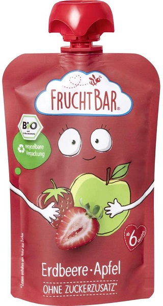 FruchtBar Organic fruit mousse strawberry, apple