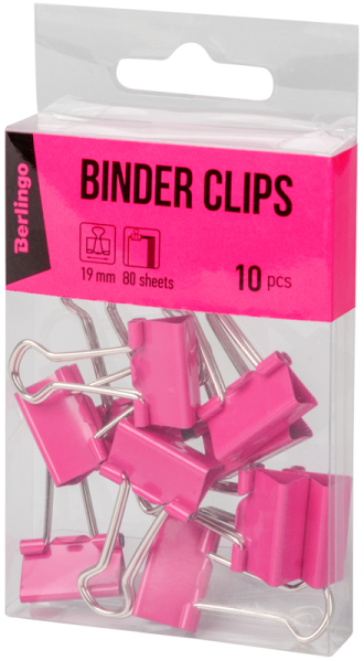 Berlingo paper clips 19mm 80 sheets 10 pcs. pink
