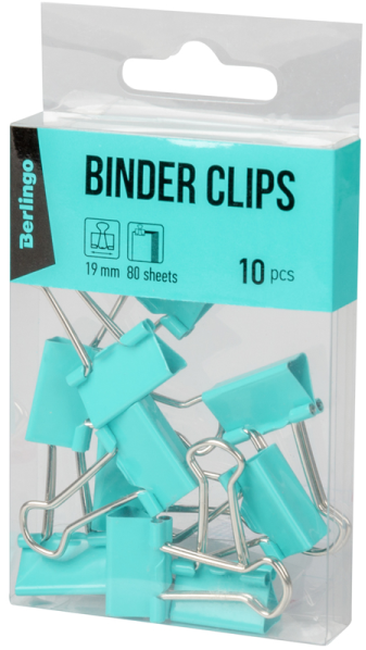 Berlingo paper clips 19mm 80 sheets 10 pcs. blue