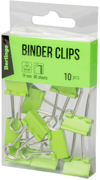Berlingo paper clips 19mm 80 sheets 10 pcs. green