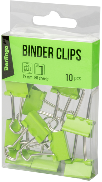 Clips Berlingo 19mm 80 hojas 10 uds verde