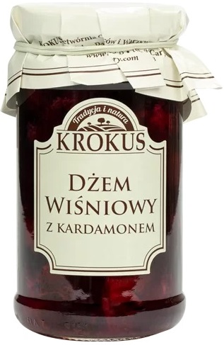 Krokus-Kirschmarmelade mit Kardamom mit reduziertem Zuckergehalt glutenfrei