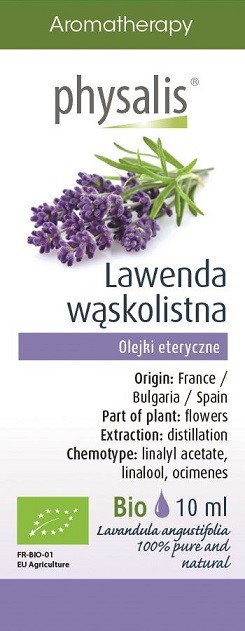 Physalis Aceite esencial de lavanda de hoja estrecha BIO