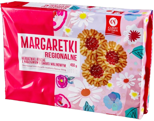 Cukry Nyskie Galletas Margaretki con relleno de frambuesa