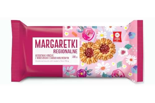 Cukry Nyskie Herbatniki Margaretki z nadzieniem o smaku malinowym