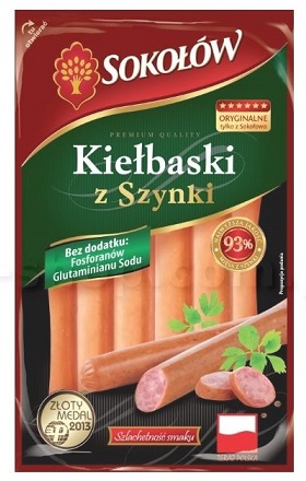 Колбаски Sokołów Ham 93% мяса