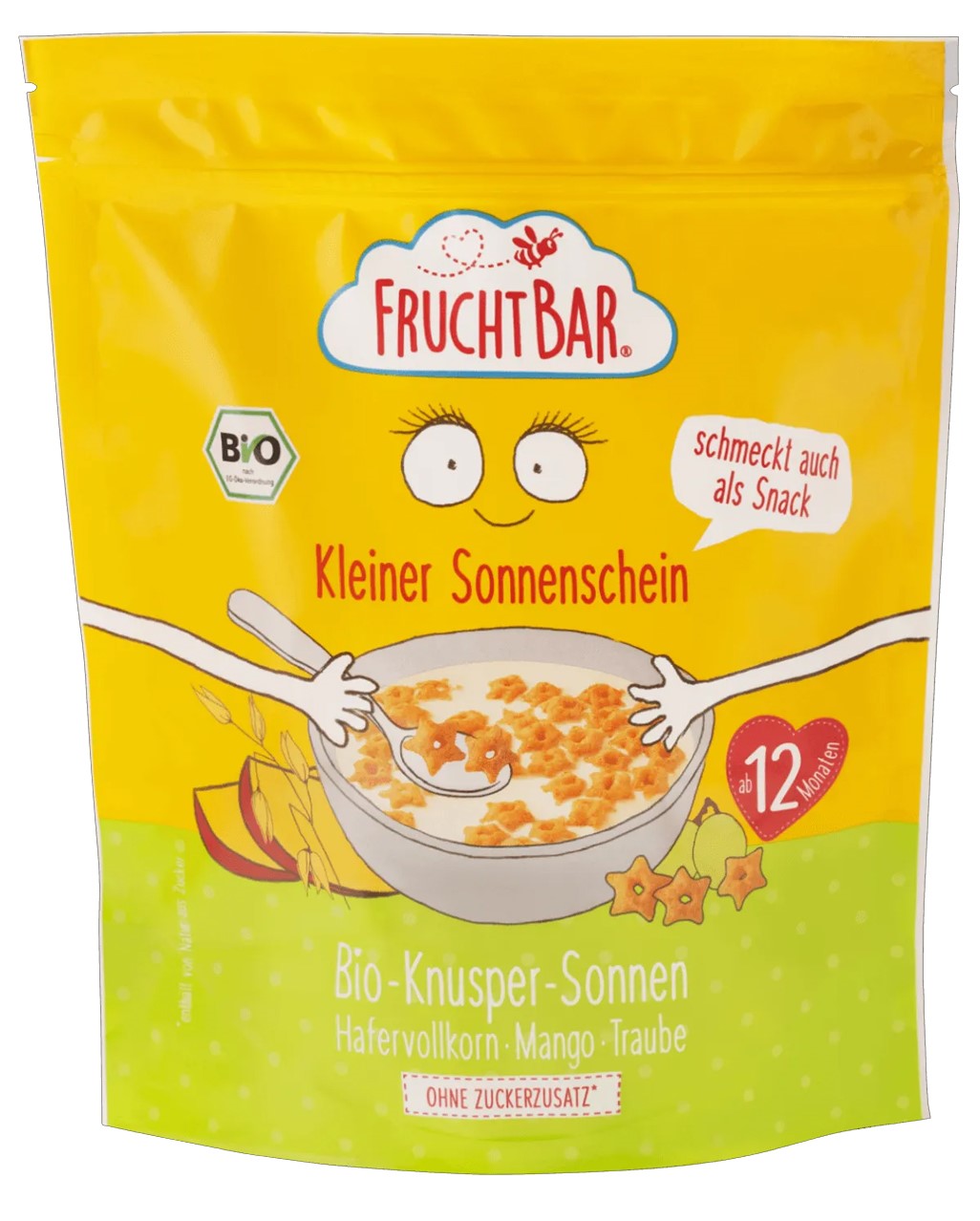 Fruchtbar Bio-Frühstücksvollkorn-Haferchips mit Mango und Weintrauben