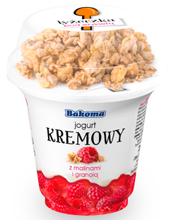 Bakoma Jogurt kremowy z malinami i granolą