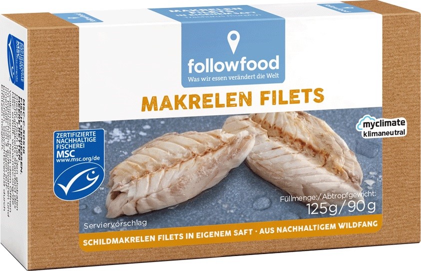 Followfood Filetes de caballa MSC en su propia salsa