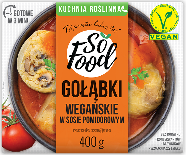So Food Vegan cabbage rolls in tomato sauce