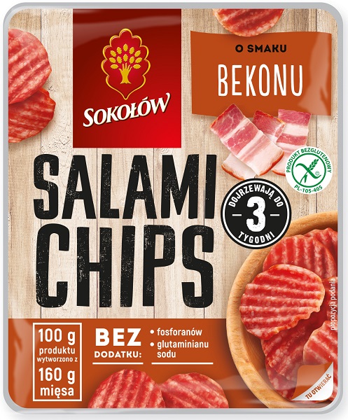 Sokołów Salami chips o smaku  bekonu