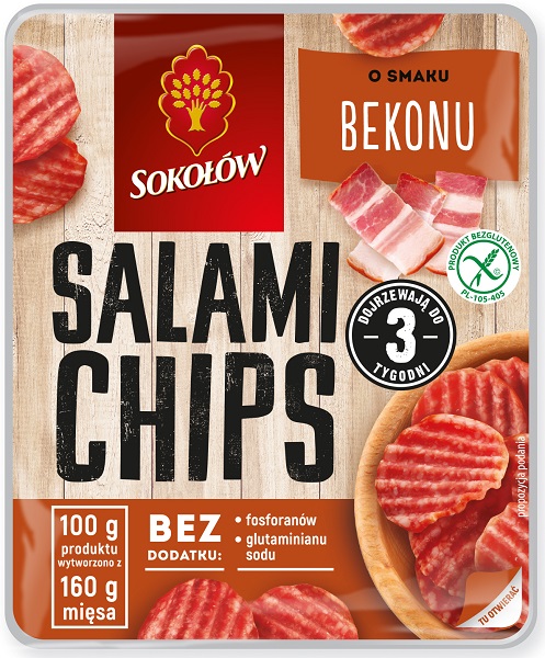 Sokołów Salami chips with bacon flavor