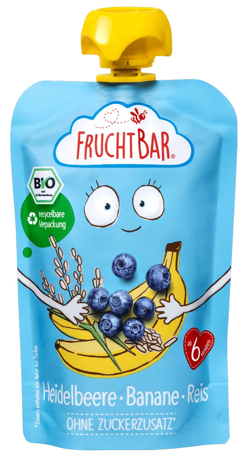 Fruchtbar Bio-Fruchtpüree mit Getreidekörnern