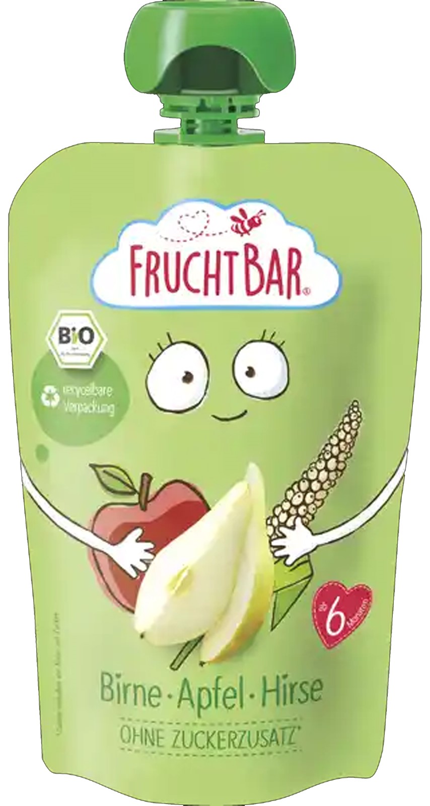Fruchtbar Organic fruit puree with grain, pear, apple, millet