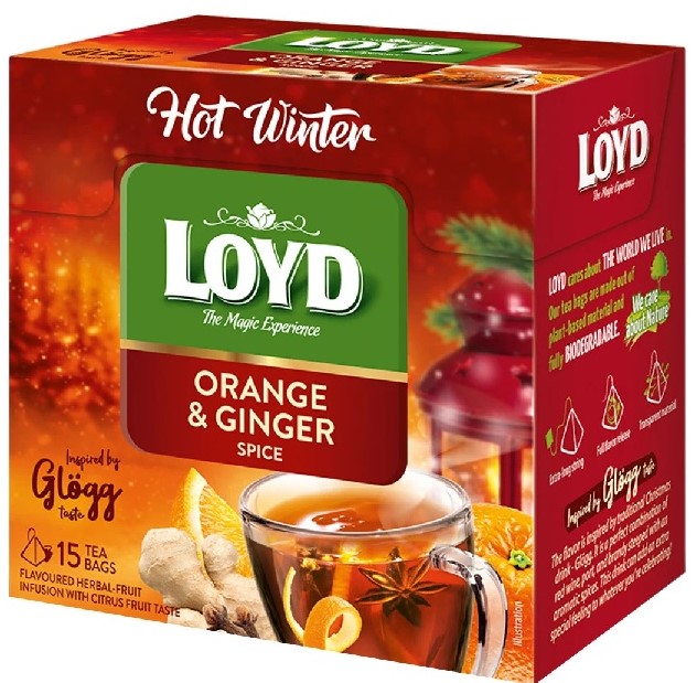 Loyd Fruit y té de hierbas con sabor a cítricos.