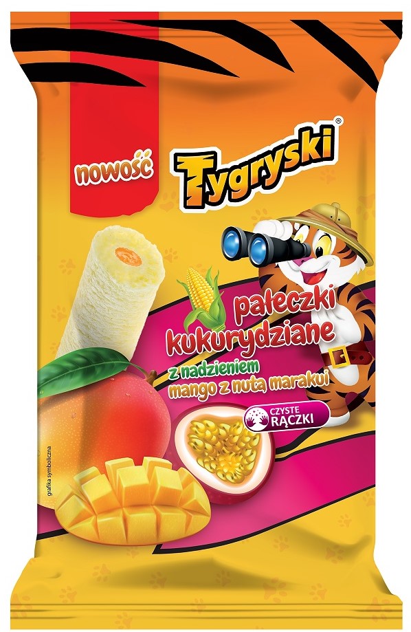 Tigers Corn sticks stuffed with mango and a hint of passion fruit 