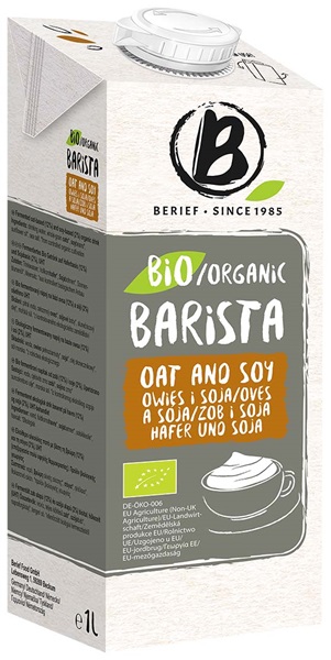 Berief Napój owsiano - sojowy barista bez dodatku cukrów BIO