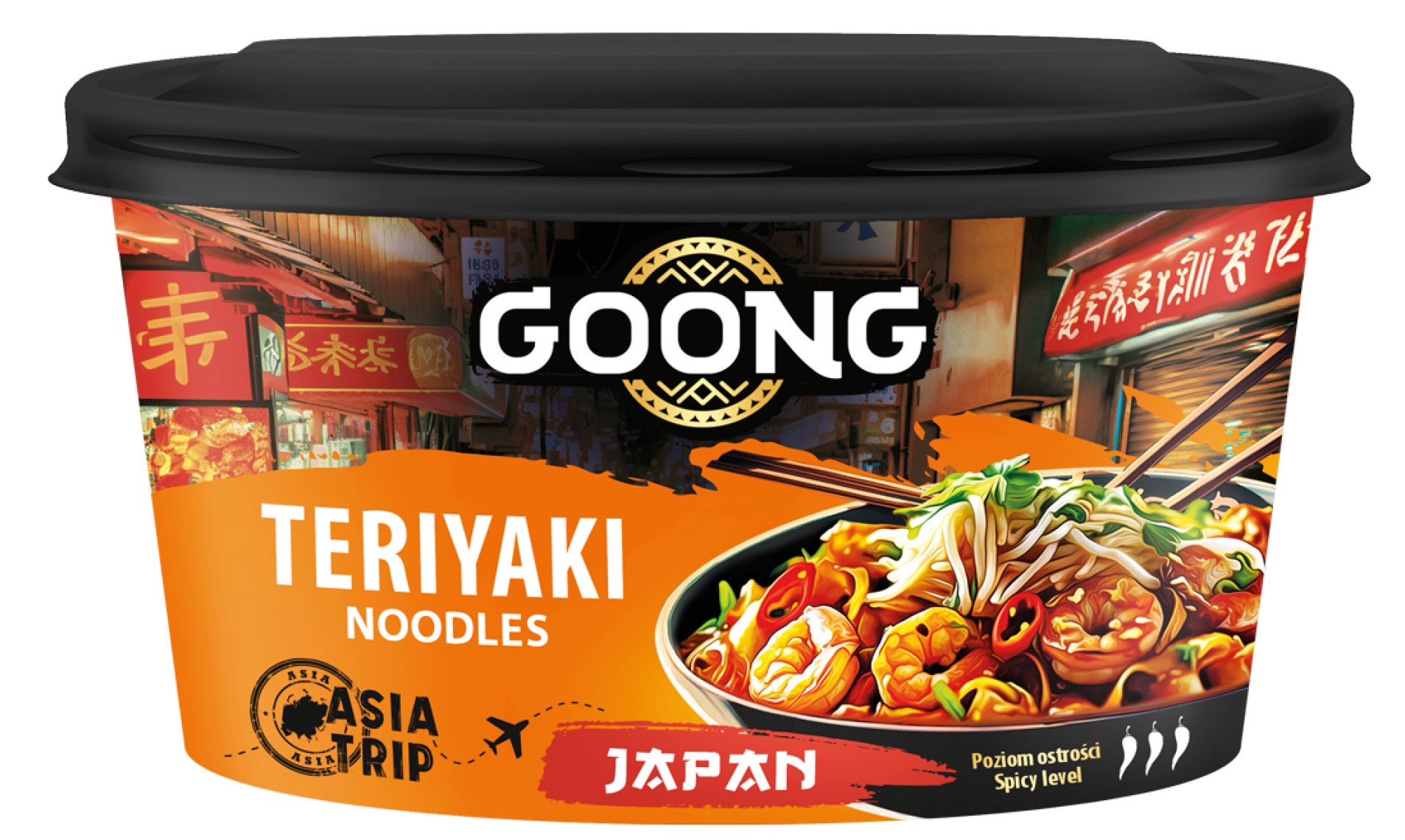 Plato instantáneo de fideos Goong Teriyaki con fideos y salsa con sabor a teryaki