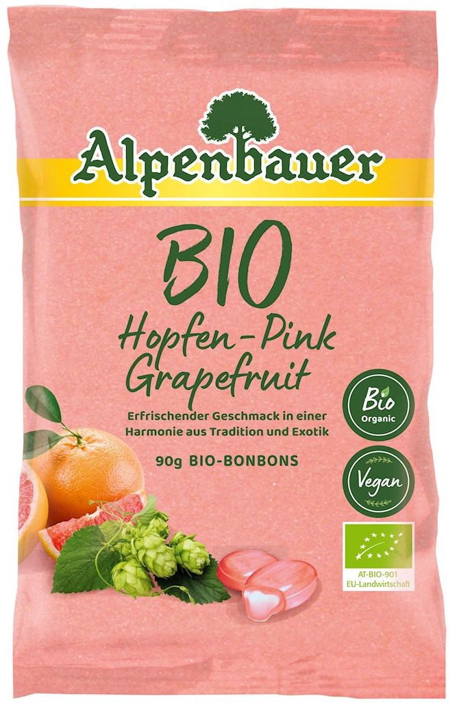 Alpenbauer Cukierki z nadzieniem  o smaku grejpfrutowo-chmielowym BIO