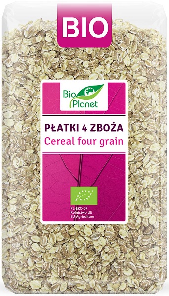 Bio Planet Płatki 4 zboża orkisz owies jęczmień żyto BIO