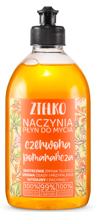 Zielko Dishes Red orange dishwashing liquid  