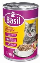 Basil Nassfutter mit Geflügel für ausgewachsene Katzen 