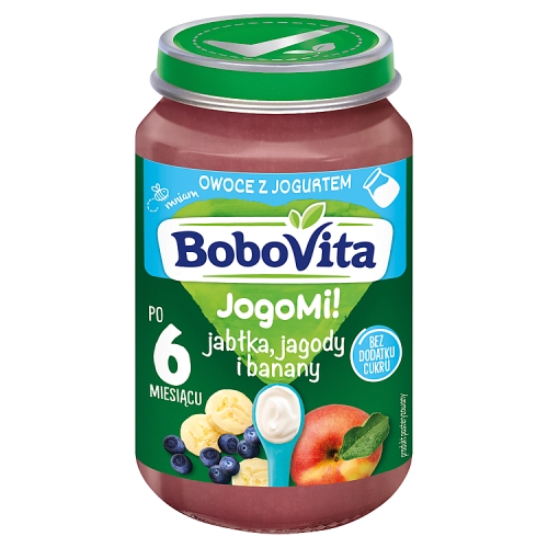 BoboVita Manzanas, frutos rojos y plátanos con yogur 