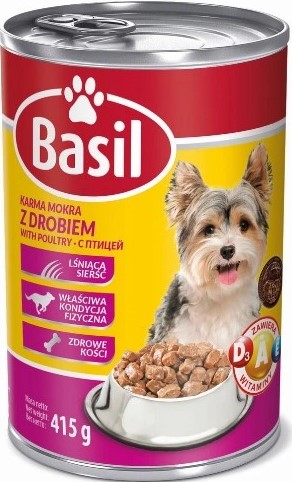 Basil Wet food with poultry for adult dogs 