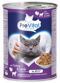 PreVital Pełnoporcjowa karma dla dorosłych kotów z indykiem i jagnięciną w  galaretce